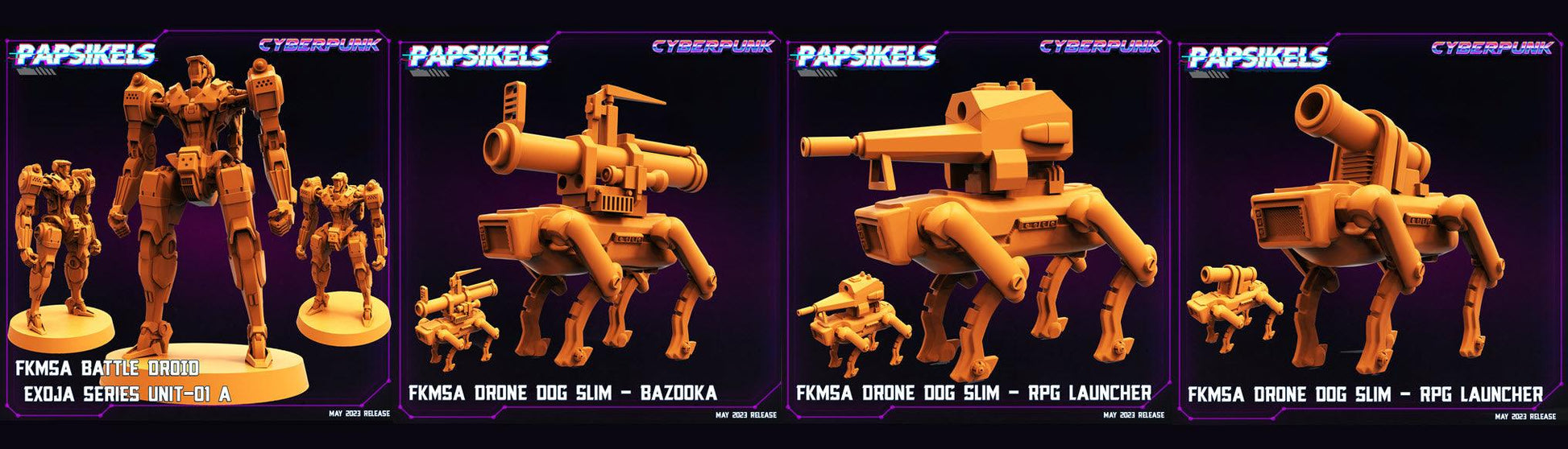 3D Printed Papsikels May 2023 Cyberpunk Fkmsa Battle Droid Set 28mm 32mm - 3D Printing Boss 