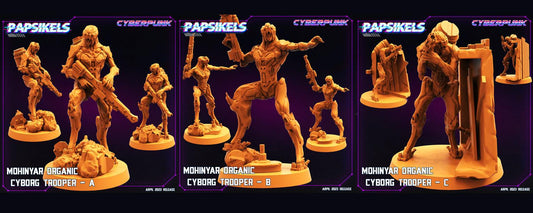 3D Printed Papsikels May 2023 Cyberpunk Mohinyar Organic Cyborg Trooper Set 28mm 32mm - 3D Printing Boss 