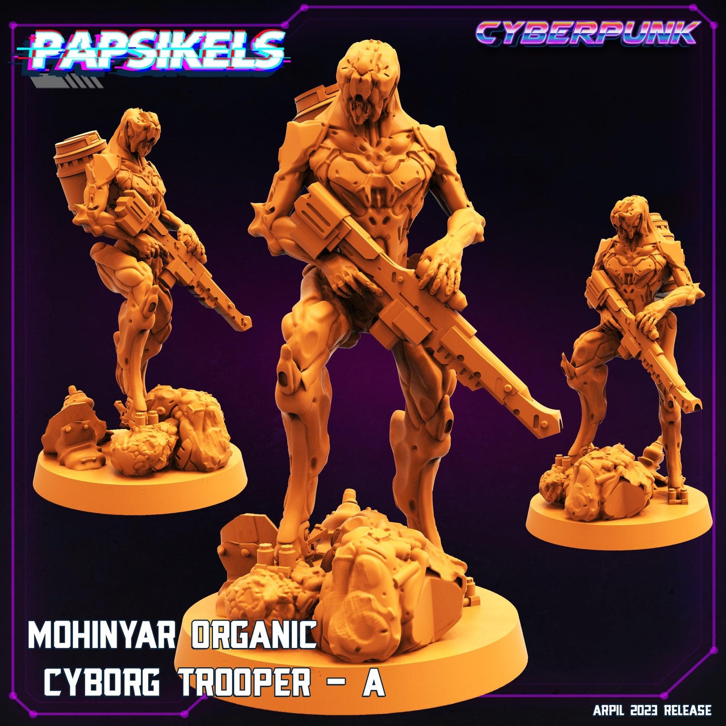 3D Printed Papsikels May 2023 Cyberpunk Mohinyar Organic Cyborg Trooper Set 28mm 32mm - 3D Printing Boss 