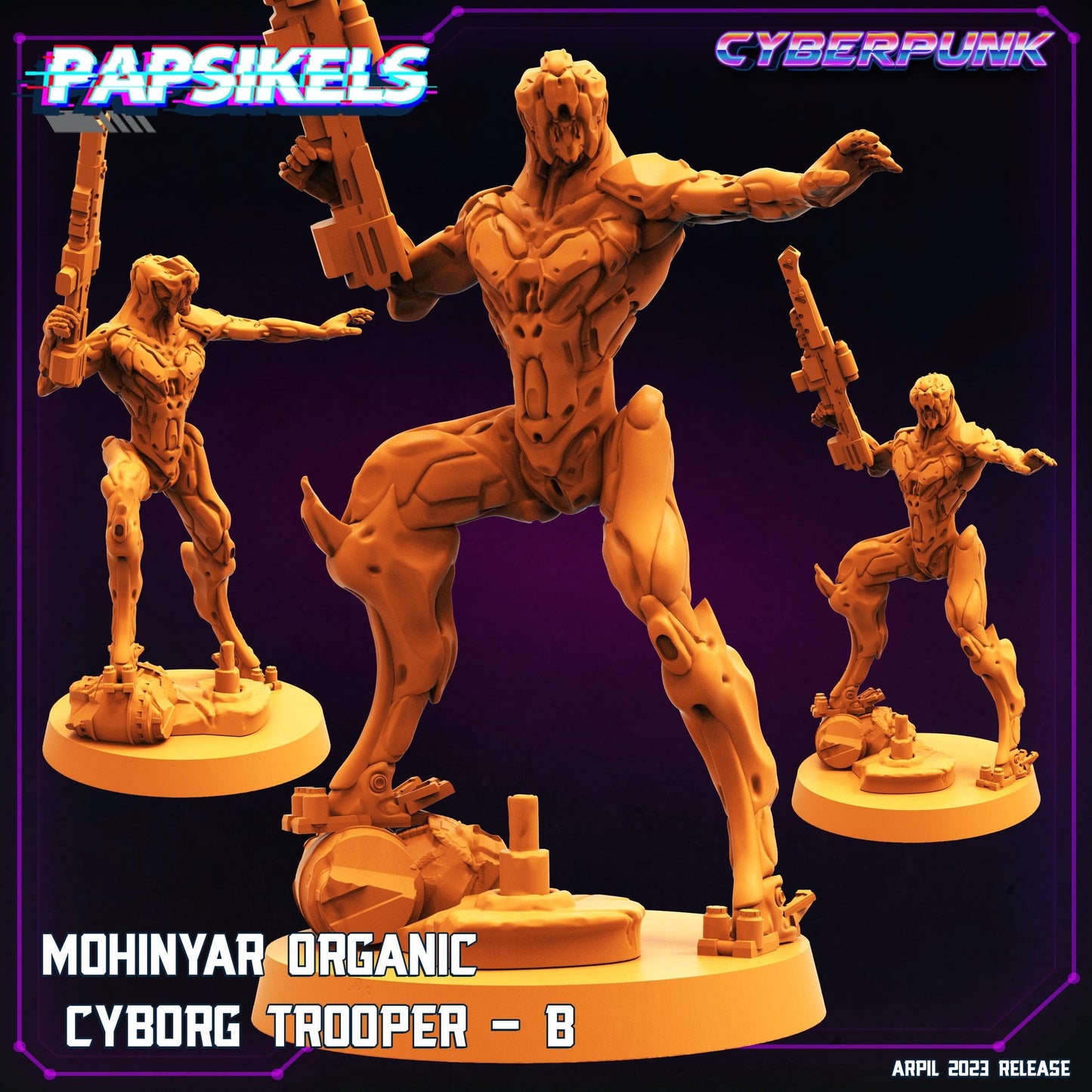3D Printed Papsikels May 2023 Cyberpunk Mohinyar Organic Cyborg Trooper Set 28mm 32mm - 3D Printing Boss 