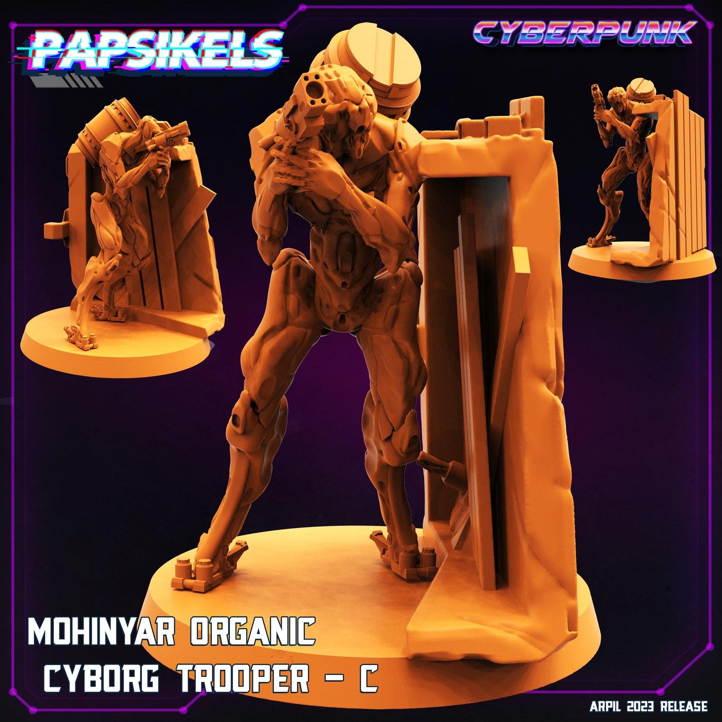 3D Printed Papsikels May 2023 Cyberpunk Mohinyar Organic Cyborg Trooper Set 28mm 32mm - 3D Printing Boss 