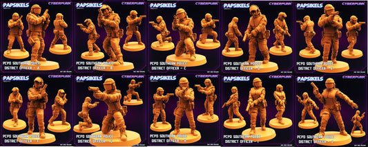 3D Printed Papsikels May 2023 Cyberpunk Pcpd Southern Police District Officer Set 28mm 32mm - 3D Printing Boss 