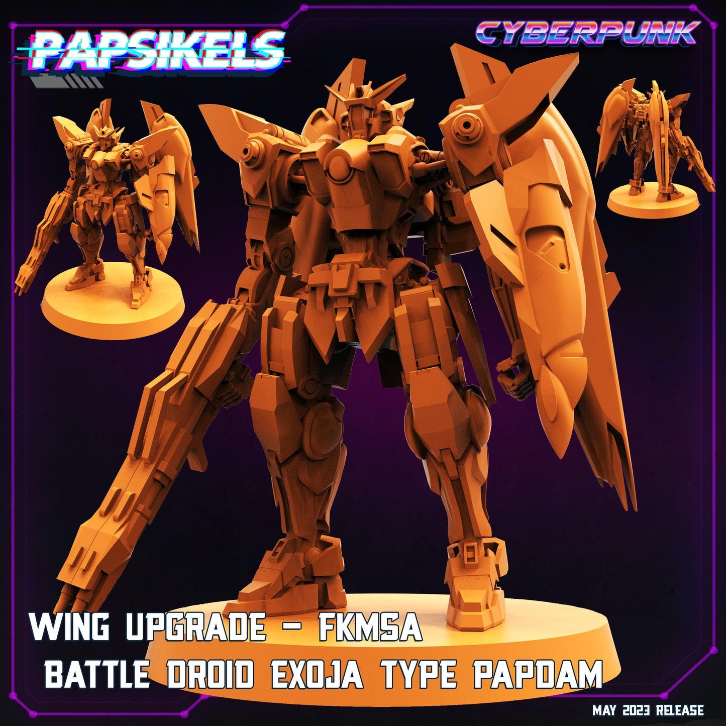 3D Printed Papsikels May 2023 Cyberpunk Wing Upgrade Kit For Fkmsa Battle Droid Exoja Type 1 28mm 32mm - 3D Printing Boss 
