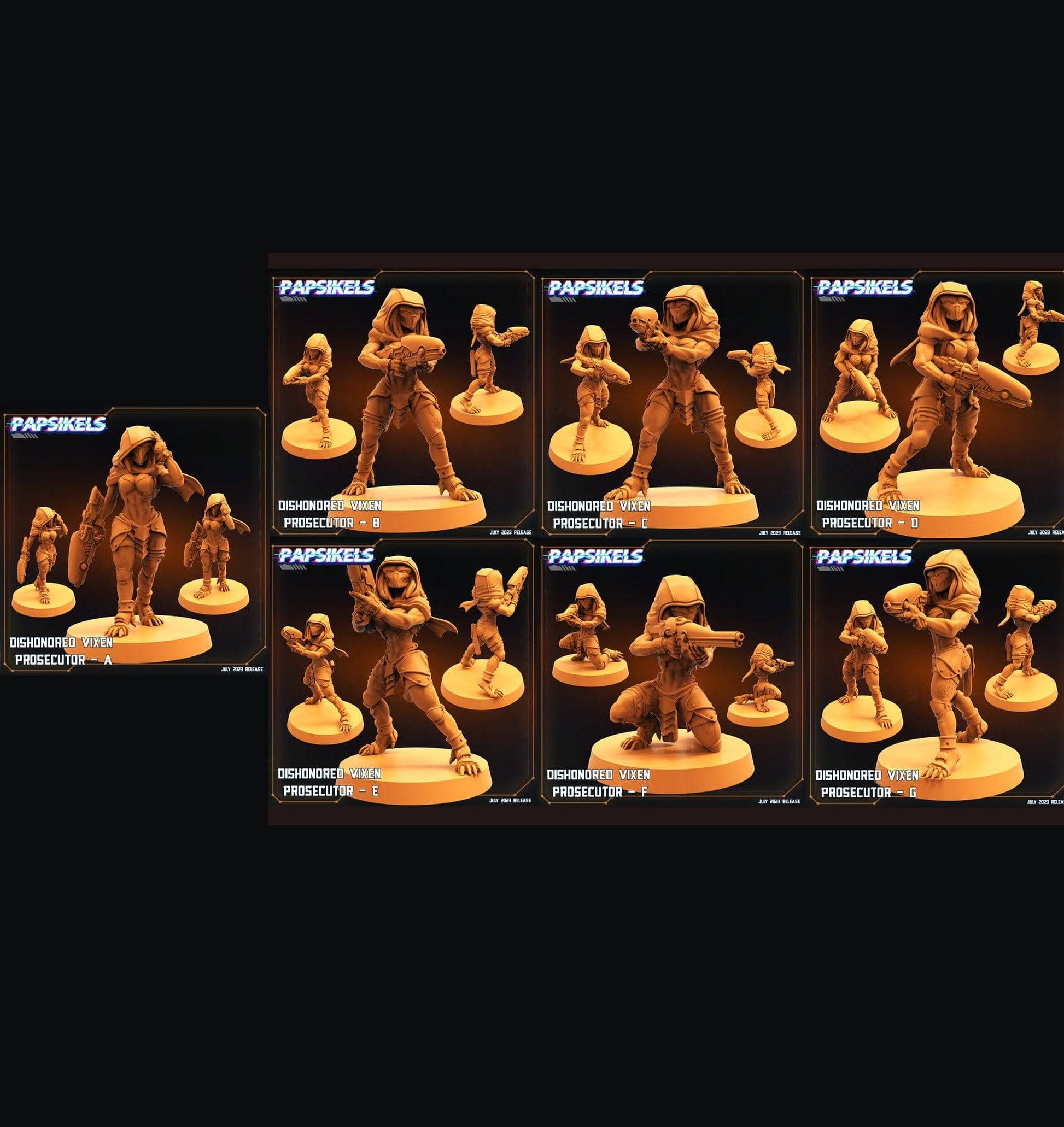 3D Printed Papsikels May 2023 Scifi - Star Entrance - Into The Multi World Set Dishonored Vixen Persecutor Squad Set 28mm 32mm - 3D Printing Boss 