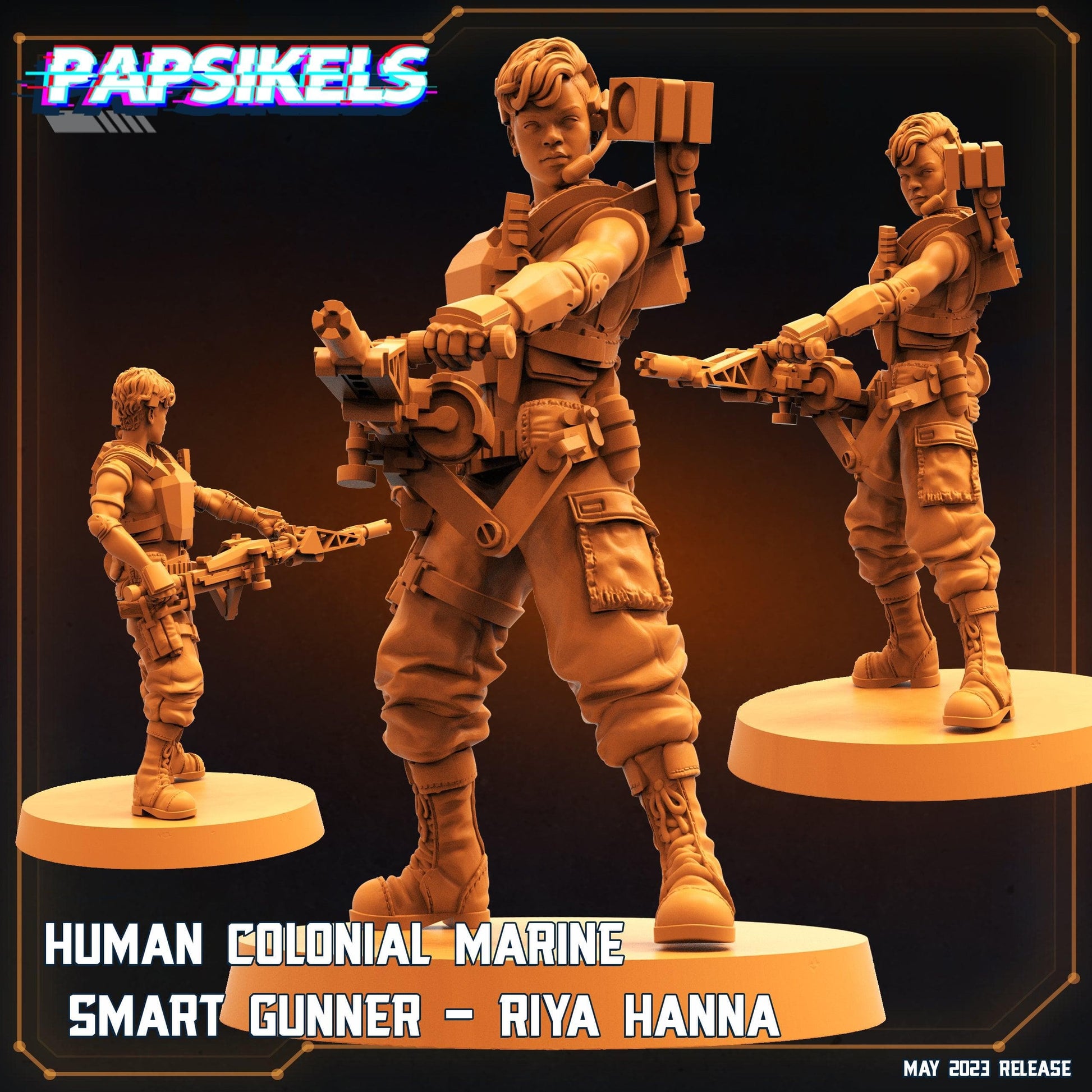 3D Printed Papsikels May 2023 Scifi - Star Entrance - Into The Multi World Set Human Colonial Marine Smart Gunner Riya Hanna 28mm 32mm - 3D Printing Boss 