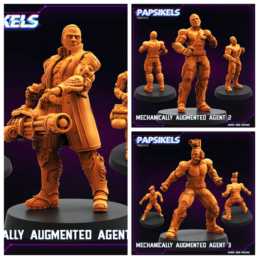 3D Printed Papsikels Mechanically Augmented Agent MARCH 2025 CYBERPUNK 28mm 32mm - 3D Printing Boss 