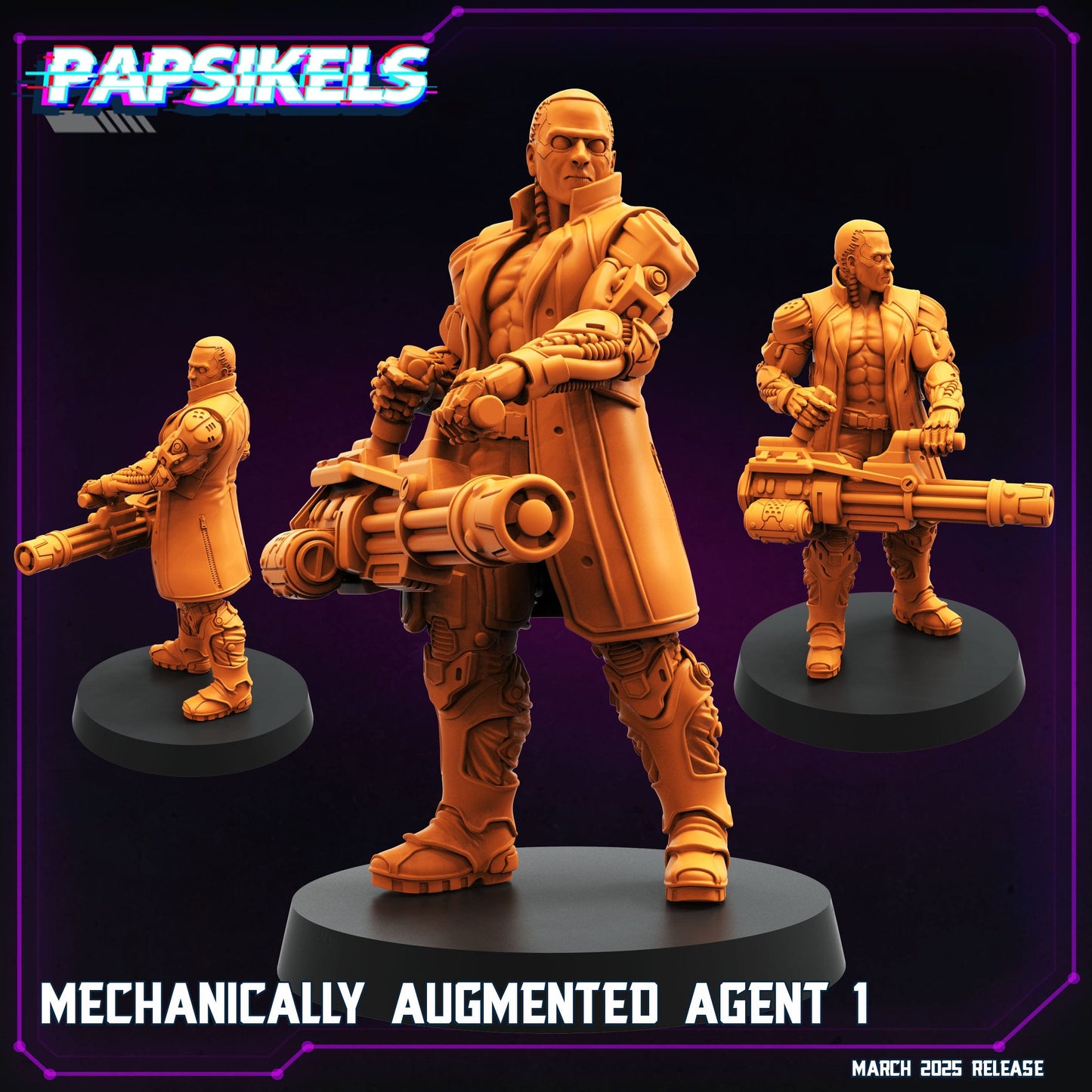 3D Printed Papsikels Mechanically Augmented Agent MARCH 2025 CYBERPUNK 28mm 32mm - 3D Printing Boss 