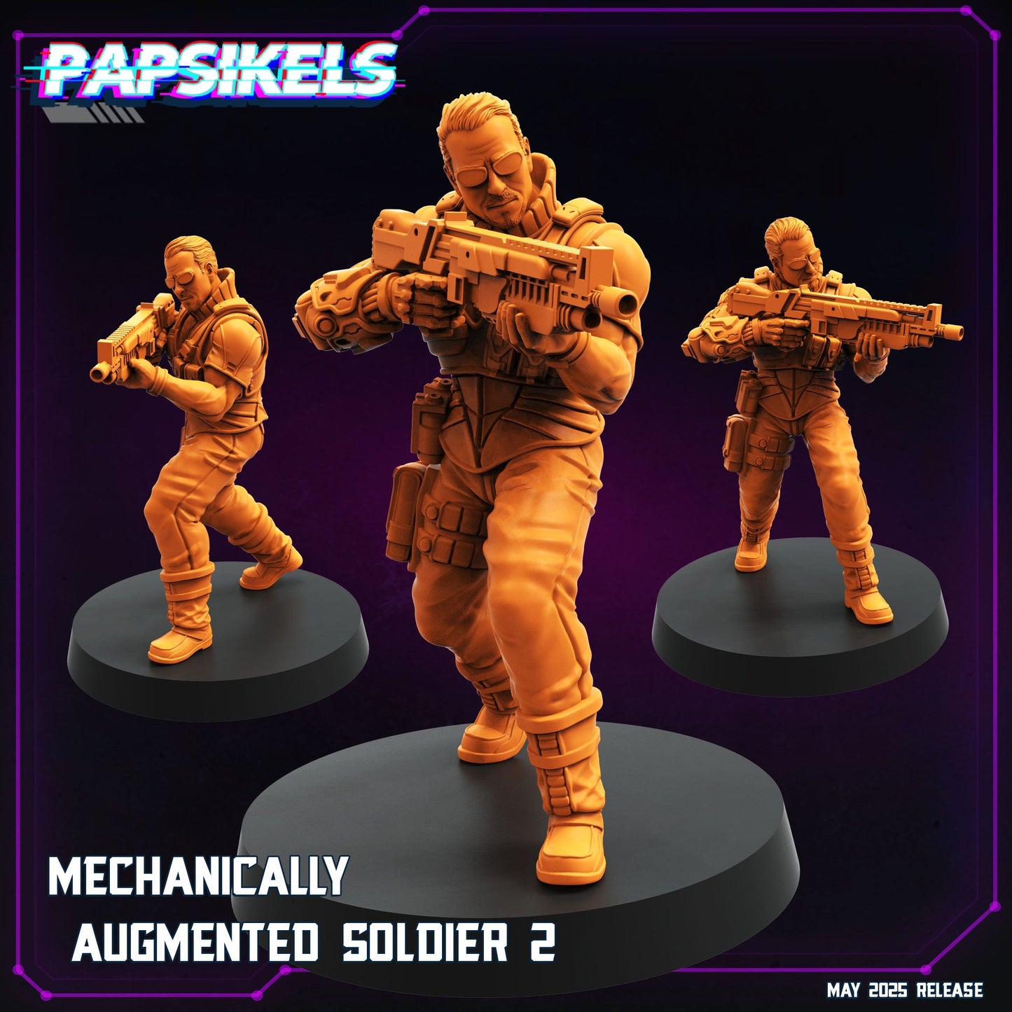 3D Printed Papsikels Mechanically Augmented Soldier Set May 2025 Cyberpunk Set 28mm 32mm - 3D Printing Boss 