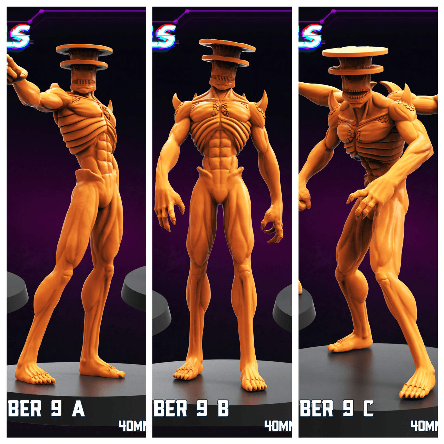 3D Printed Papsikels Monster Number 9 Set SEPTEMBER 2024 CYBERPUNK 28mm 32mm - 3D Printing Boss 