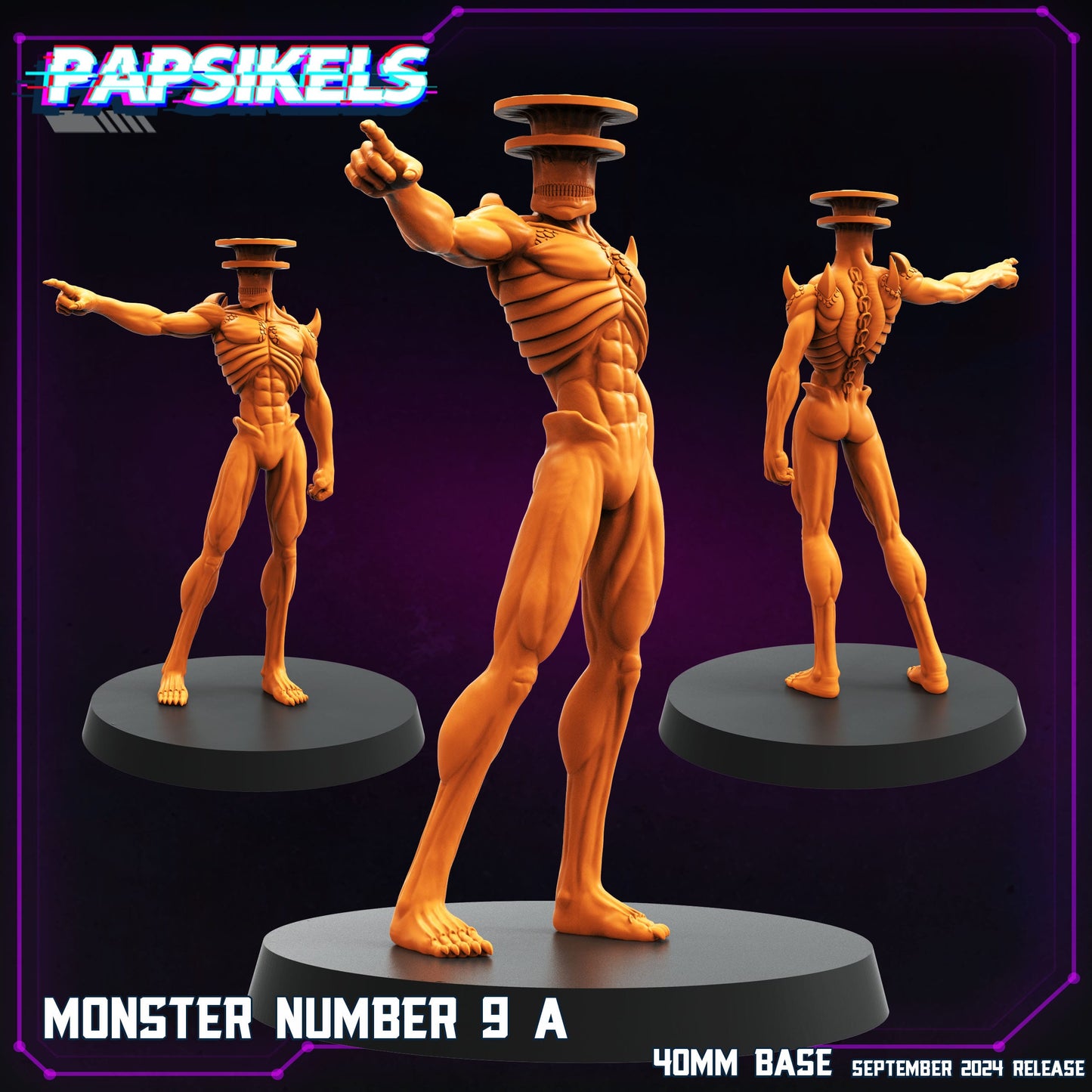 3D Printed Papsikels Monster Number 9 Set SEPTEMBER 2024 CYBERPUNK 28mm 32mm - 3D Printing Boss 