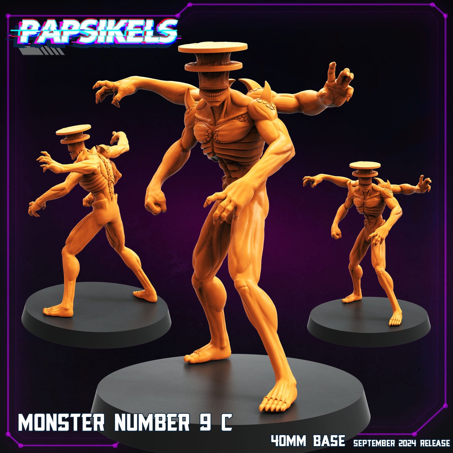 3D Printed Papsikels Monster Number 9 Set SEPTEMBER 2024 CYBERPUNK 28mm 32mm - 3D Printing Boss 