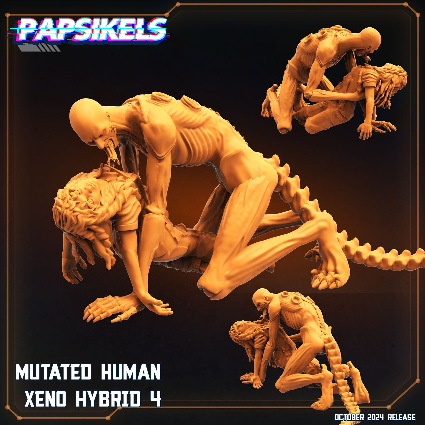 3D Printed Papsikels Mutated Human Xeno Hybrid Set October 2024 SciFi 28mm 32mm - 3D Printing Boss 