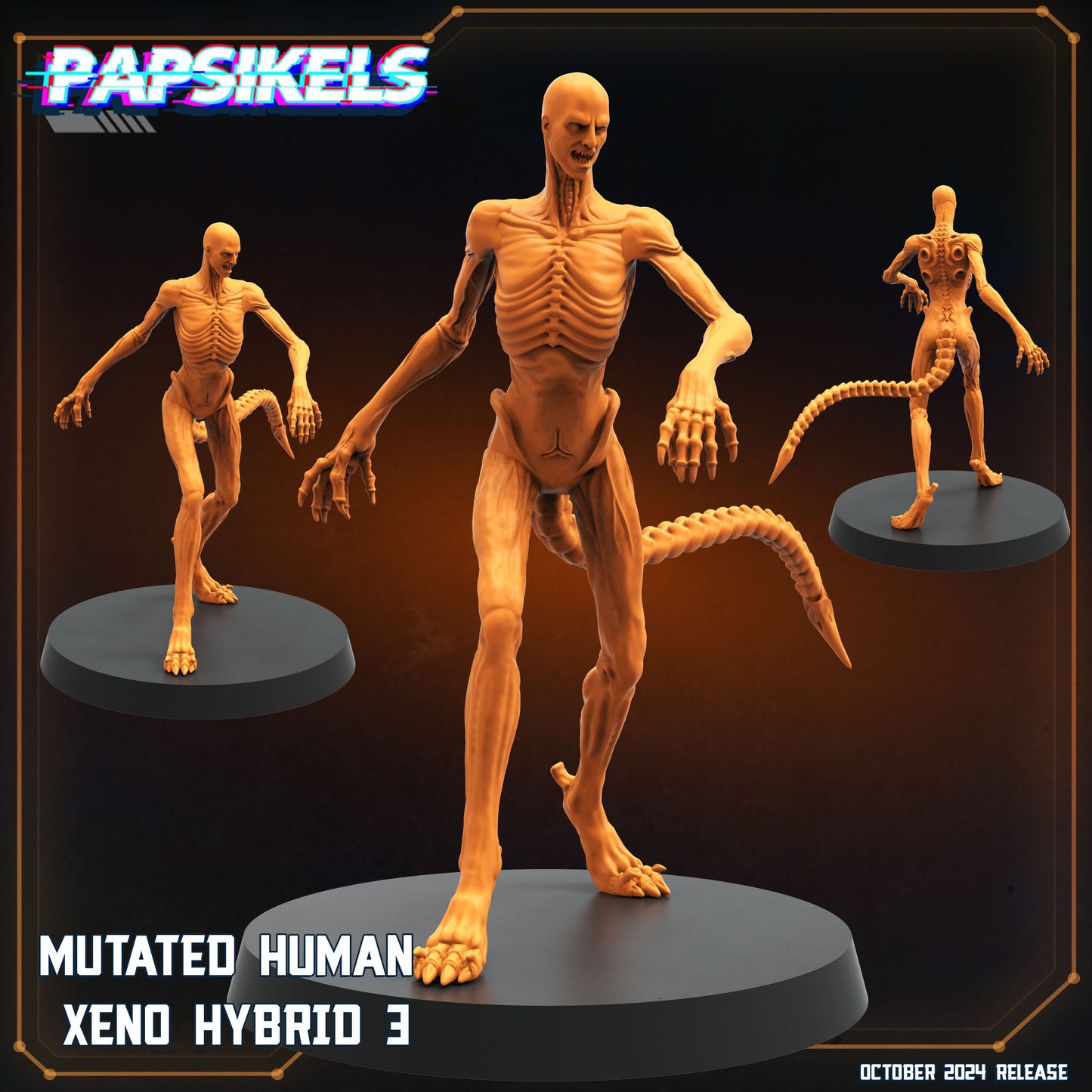 3D Printed Papsikels Mutated Human Xeno Hybrid Set October 2024 SciFi 28mm 32mm - 3D Printing Boss 