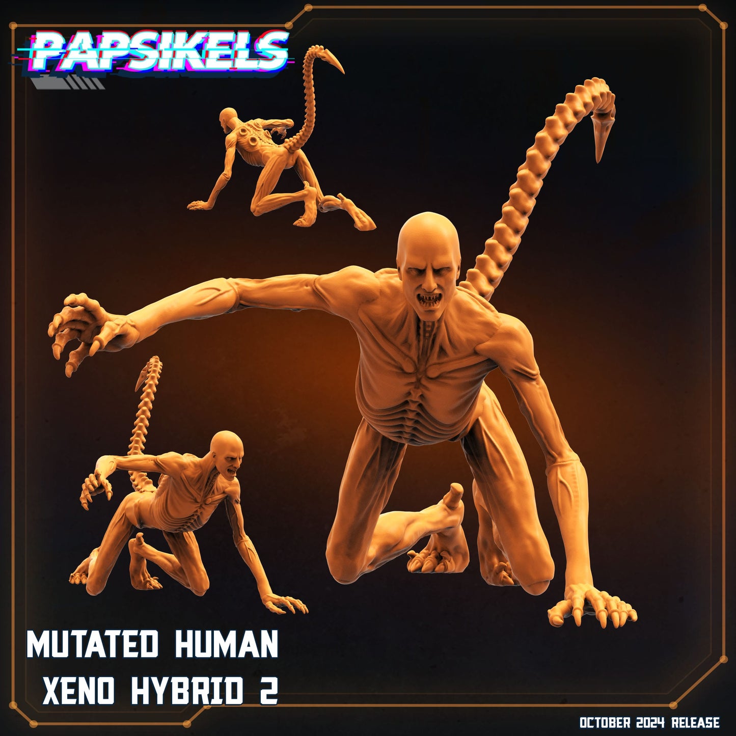 3D Printed Papsikels Mutated Human Xeno Hybrid Set October 2024 SciFi 28mm 32mm - 3D Printing Boss 