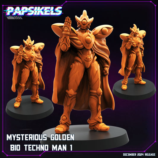 3D Printed Papsikels Mysterious Golden Bio Techno Man Dec. 2024 Cyberpunk 28mm 32mm - 3D Printing Boss 