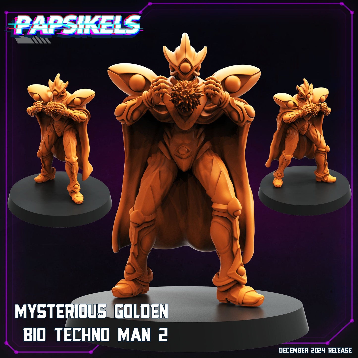 3D Printed Papsikels Mysterious Golden Bio Techno Man Dec. 2024 Cyberpunk 28mm 32mm - 3D Printing Boss 