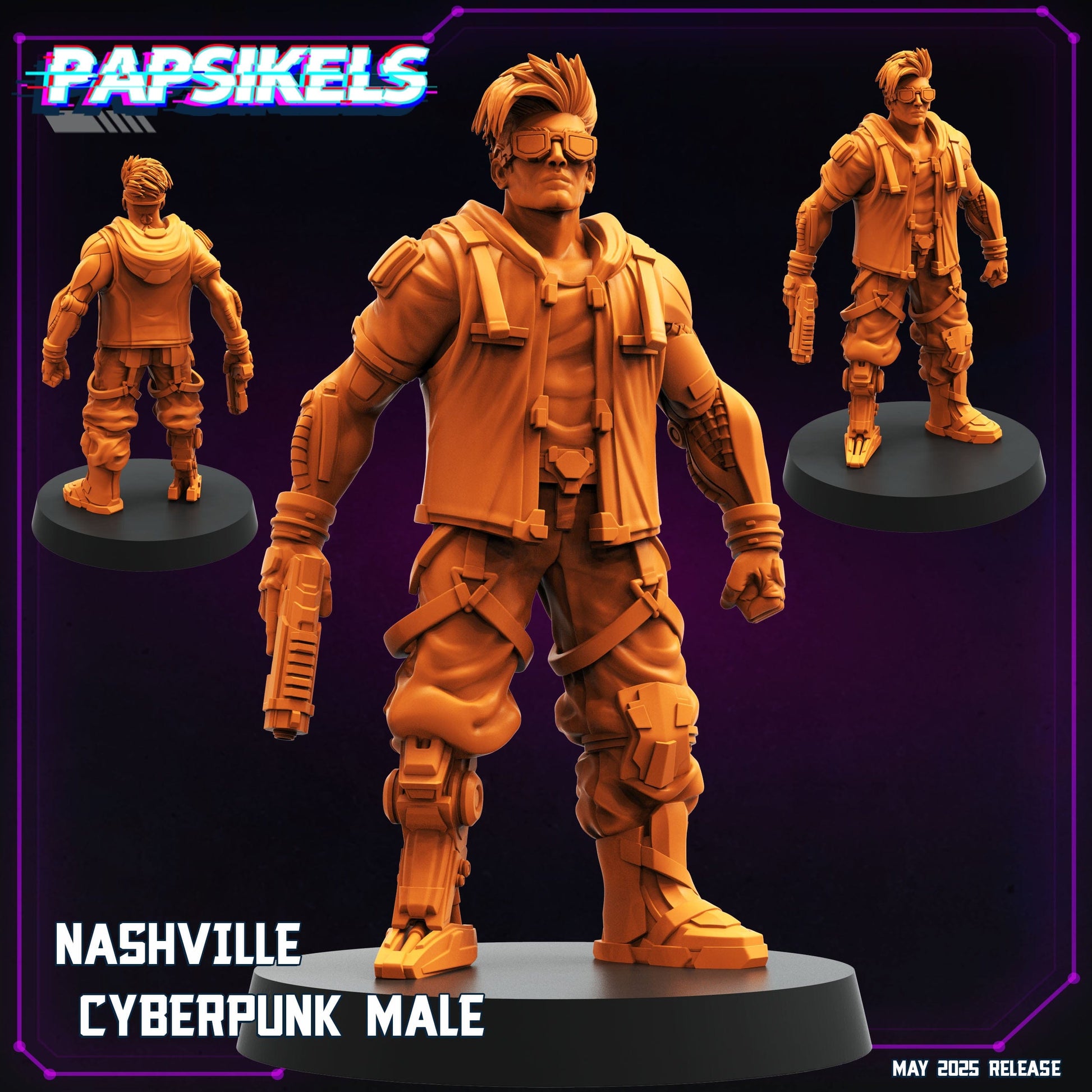 3D Printed Papsikels Nashville Cyberpunk Male 28mm 32mm - 3D Printing Boss 
