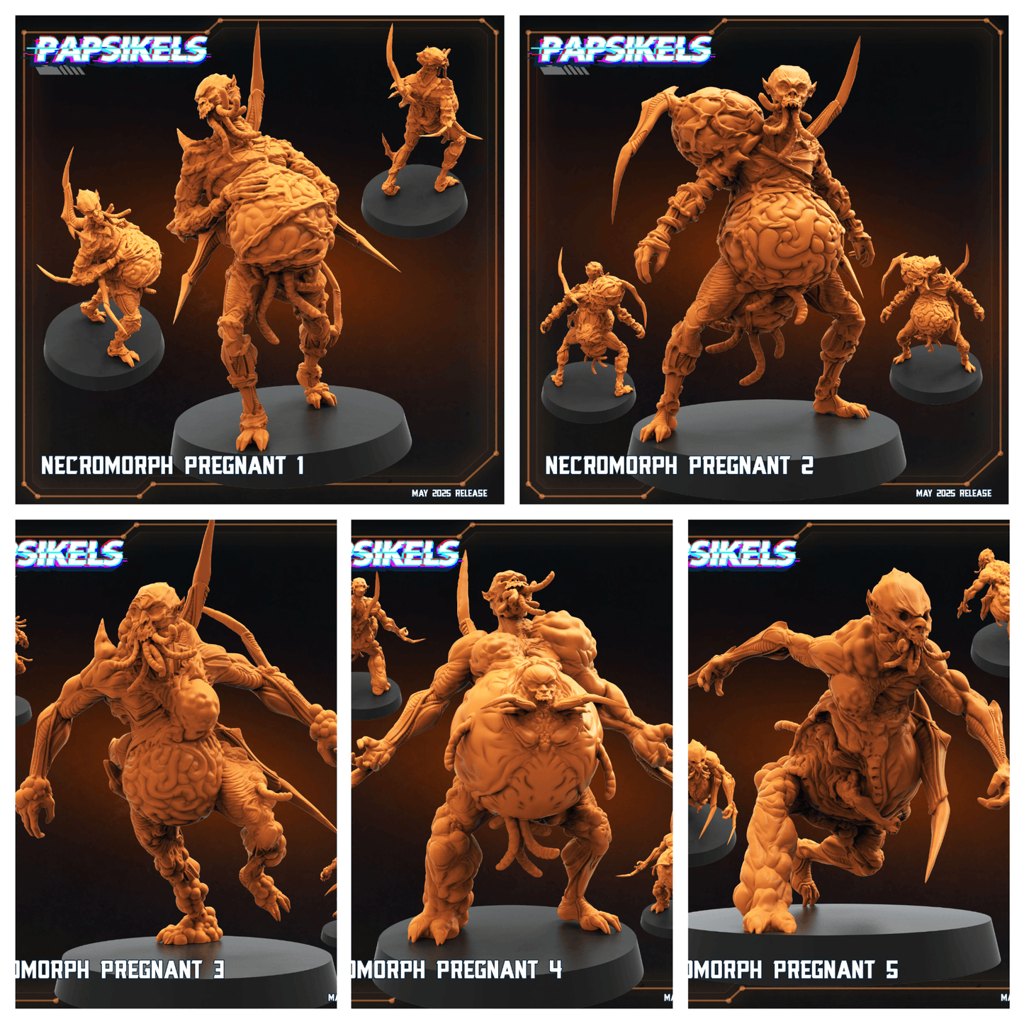 3D Printed Papsikels Necromorph Pregnant Set May 2025 Alien vs. Humans Reconnaissance 28mm 32mm (Copy) - 3D Printing Boss 