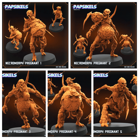 3D Printed Papsikels Necromorph Pregnant Set May 2025 Alien vs. Humans Reconnaissance 28mm 32mm (Copy) - 3D Printing Boss 