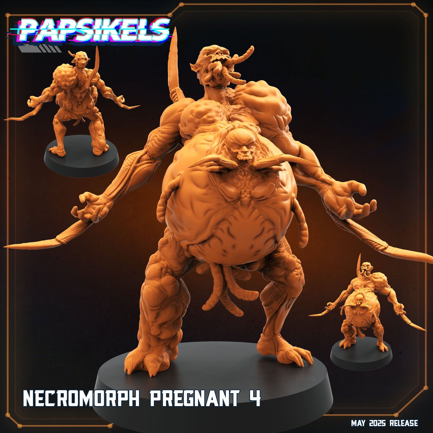 3D Printed Papsikels Necromorph Pregnant Set May 2025 Alien vs. Humans Reconnaissance 28mm 32mm (Copy) - 3D Printing Boss 