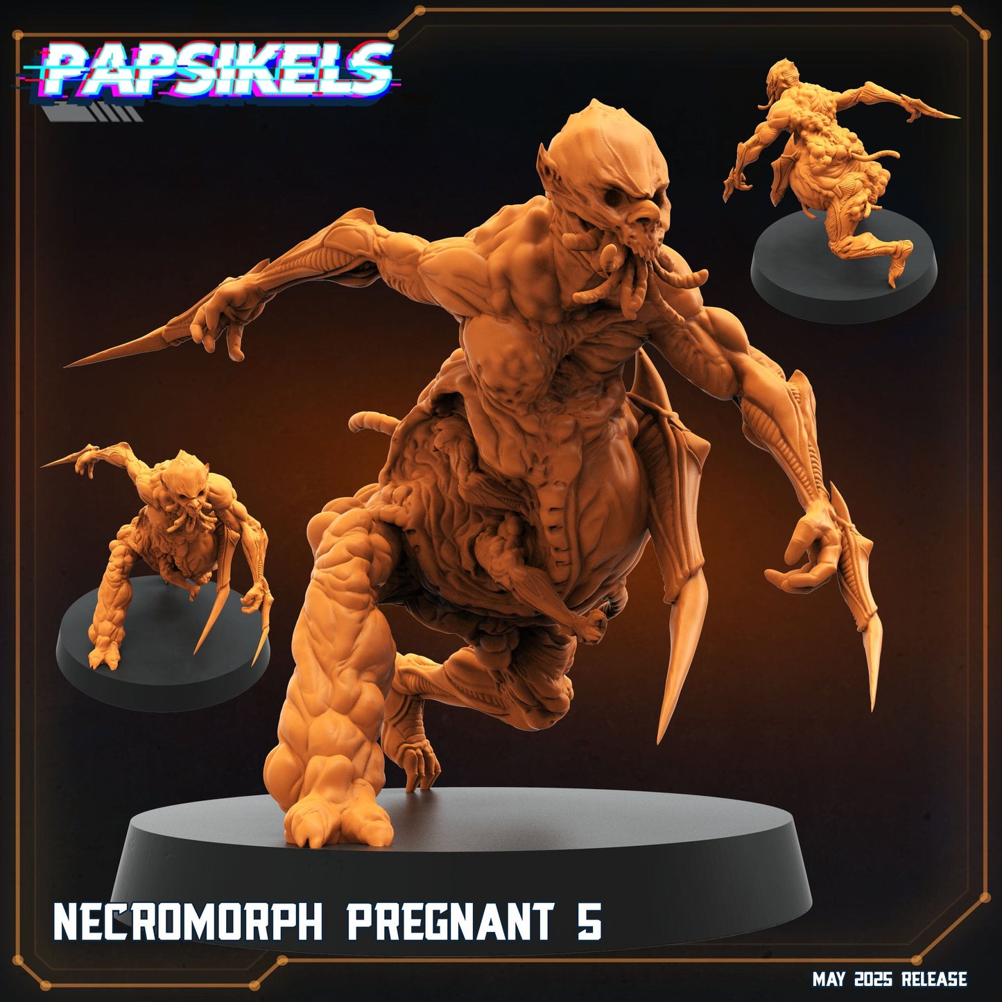 3D Printed Papsikels Necromorph Pregnant Set May 2025 Alien vs. Humans Reconnaissance 28mm 32mm (Copy) - 3D Printing Boss 