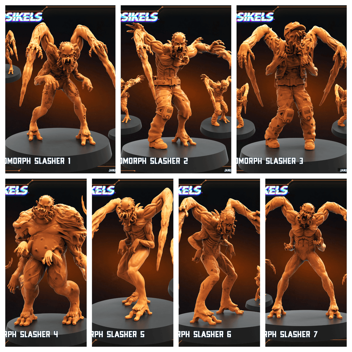 3D Printed Papsikels Necromorph Slashers Set January 2025 - Scifi 28mm 32mm - 3D Printing Boss 