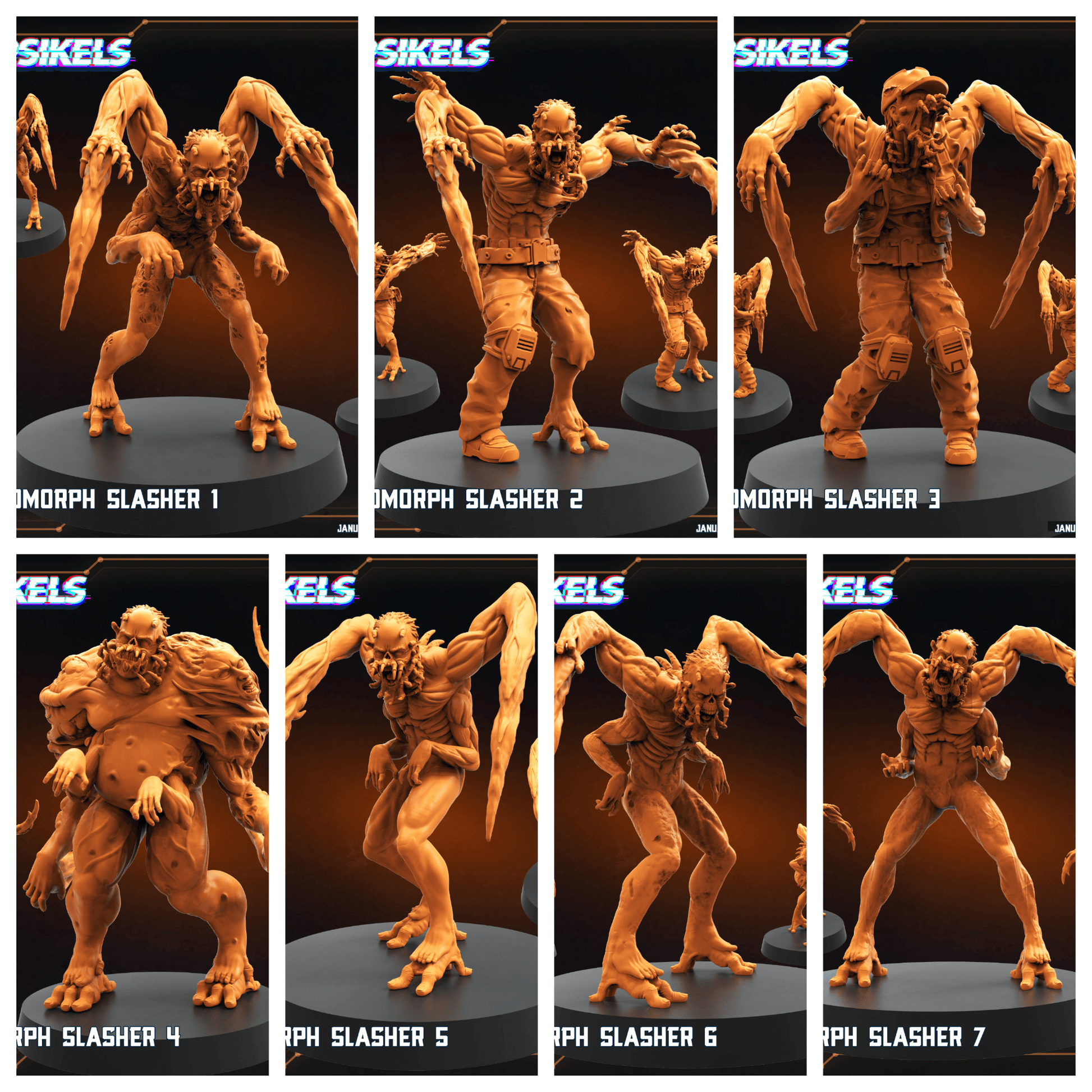 3D Printed Papsikels Necromorph Slashers Set January 2025 - Scifi 28mm 32mm - 3D Printing Boss 