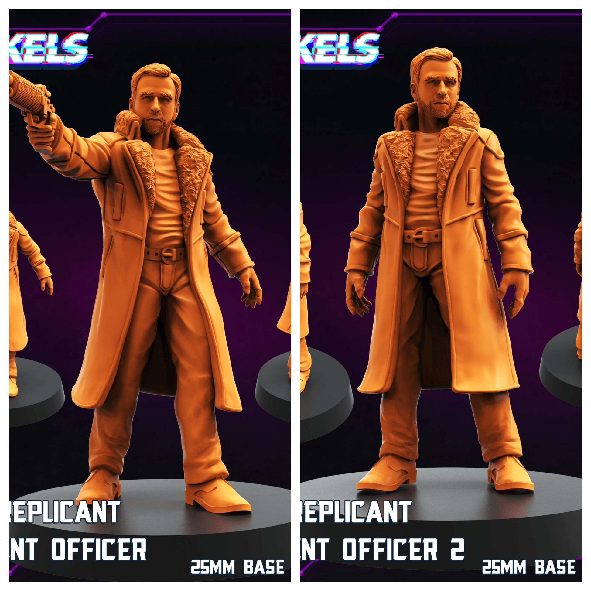 3D Printed Papsikels Nexus 9 Replicant Retirement Officer Set October 2024 Cyberpunk 28mm 32mm - 3D Printing Boss 