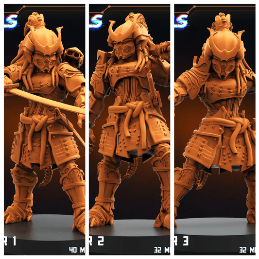 3D Printed Papsikels Oni Samurai Skull Hunter Set SEPTEMBER 2024 SCIFI 28mm 32mm - 3D Printing Boss 