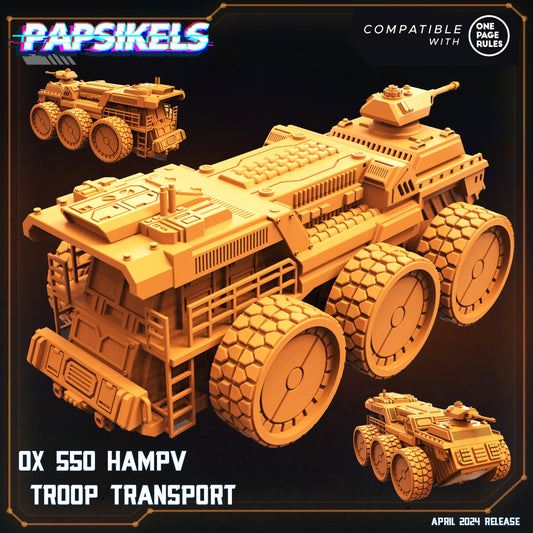 3D Printed Papsikels Ox 550 Hampv Troop Transport Democracy Troopers SciFi Set 28mm 32mm - 3D Printing Boss 