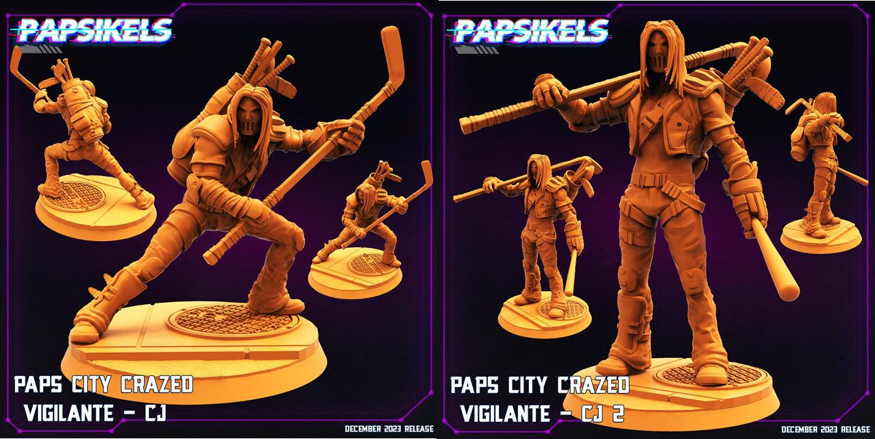 3D Printed Papsikels Paps City Crazed Vigilante CJ Set 28mm 32mm - 3D Printing Boss 