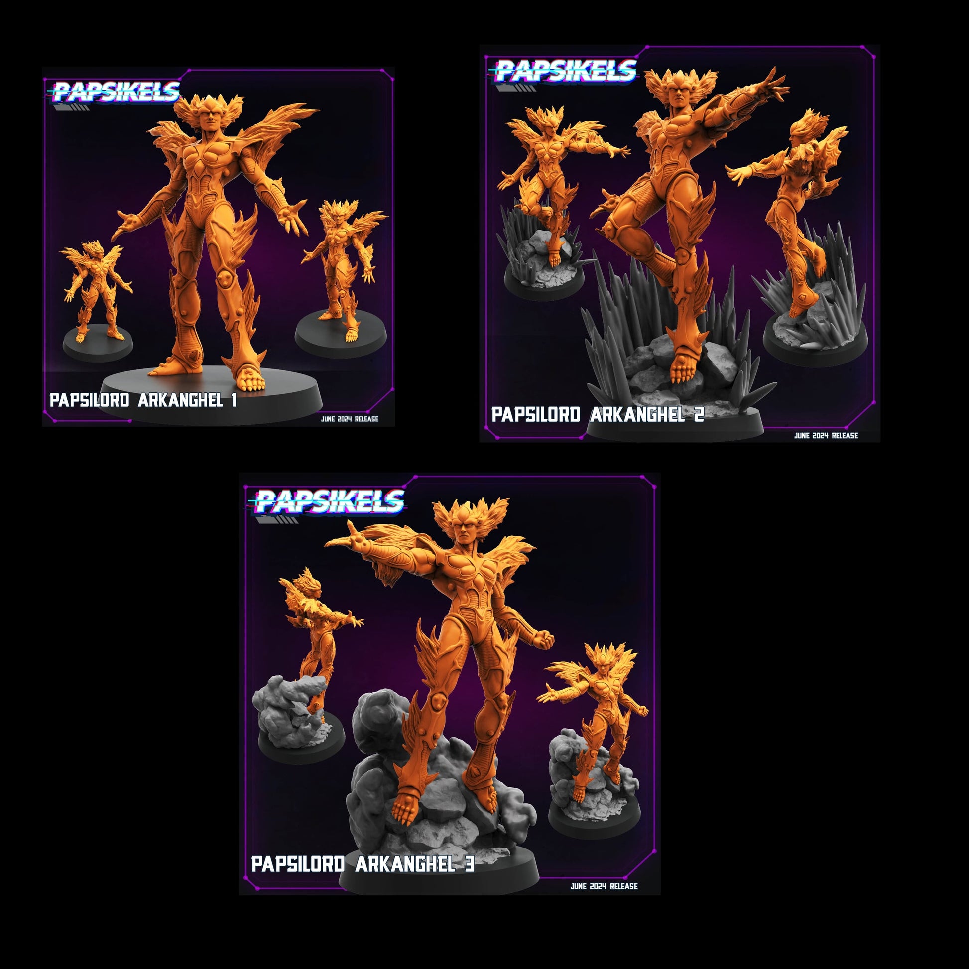 3D Printed Papsikels Papsilord Arkanghel Set JUNE 2024 TRIBES - CYBERPUNK 28mm 32mm - 3D Printing Boss 