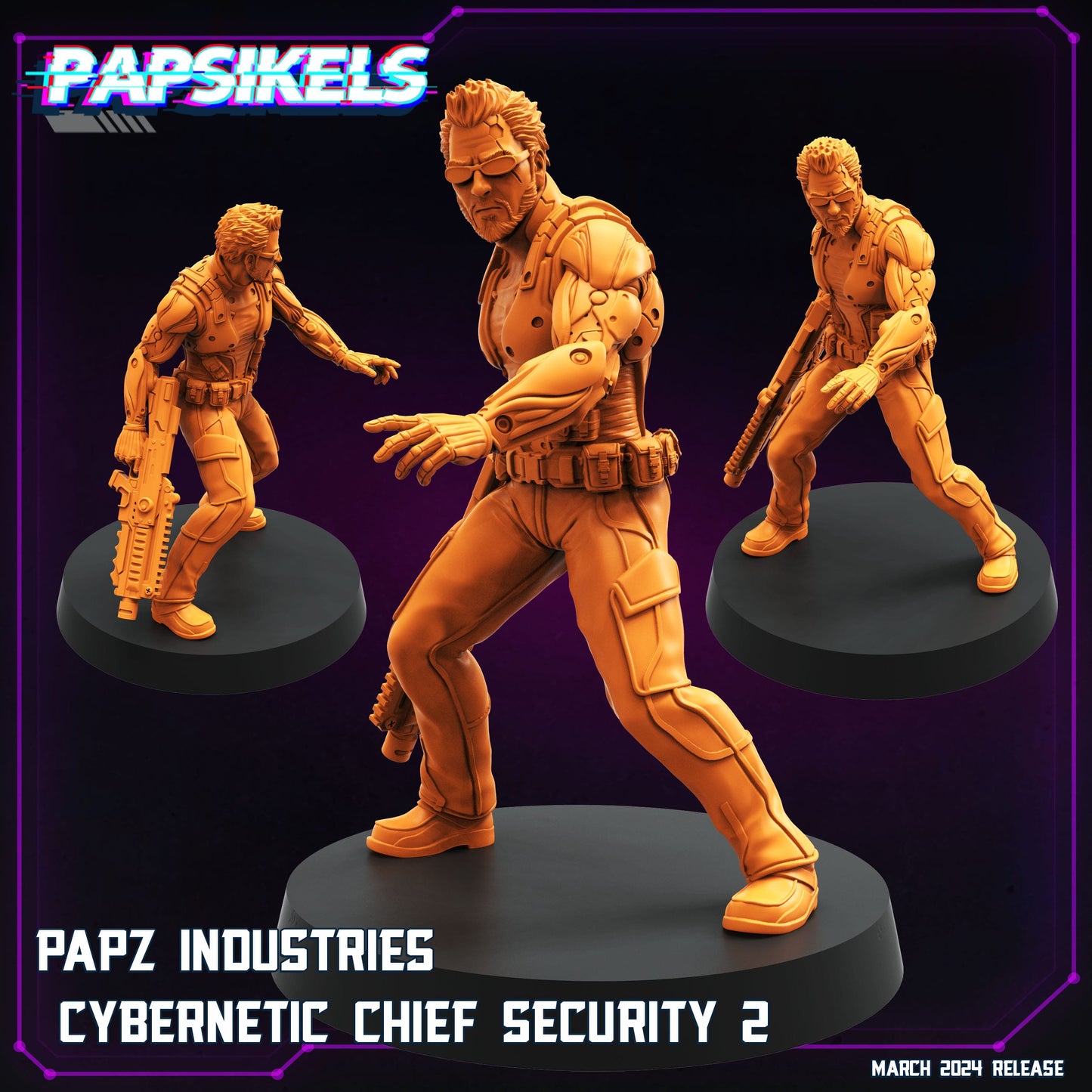 3D Printed Papsikels Papz Industries Cybernetic Chief Security Set 28mm 32mm - 3D Printing Boss 
