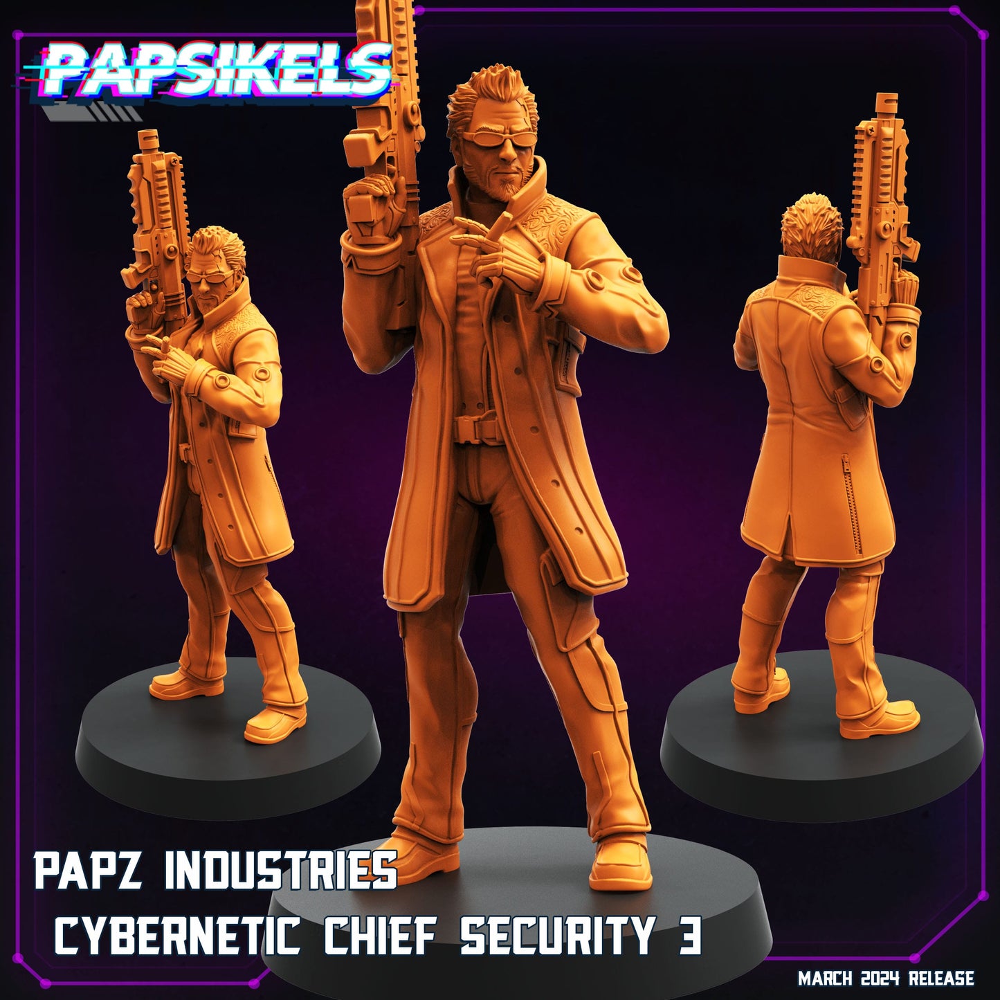 3D Printed Papsikels Papz Industries Cybernetic Chief Security Set 28mm 32mm - 3D Printing Boss 