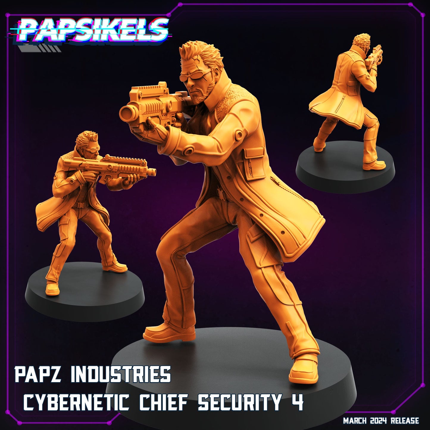 3D Printed Papsikels Papz Industries Cybernetic Chief Security Set 28mm 32mm - 3D Printing Boss 
