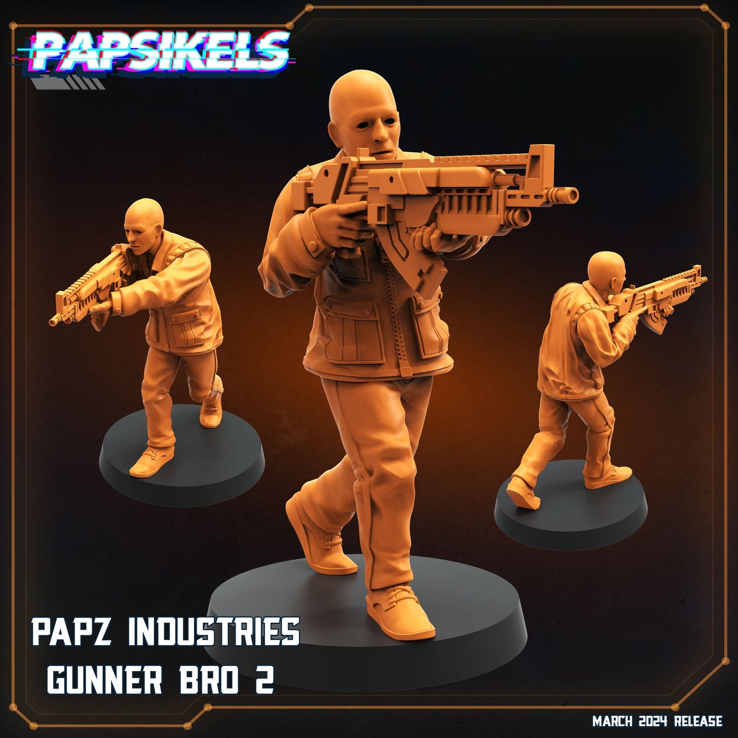 3D Printed Papsikels Papz Industries Gunner Bros Set 1 MARCH 2025 SCIFI 28mm 32mm - 3D Printing Boss 