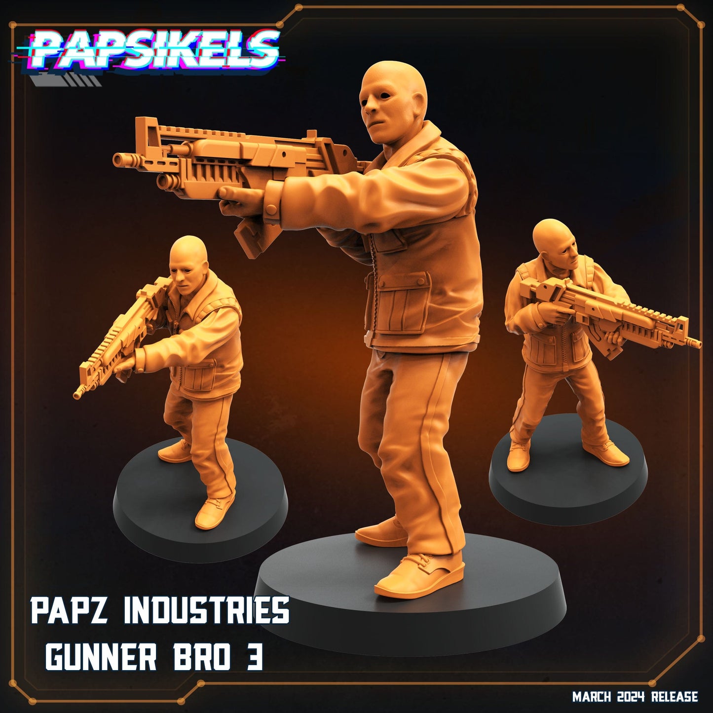 3D Printed Papsikels Papz Industries Gunner Bros Set 1 MARCH 2025 SCIFI 28mm 32mm - 3D Printing Boss 