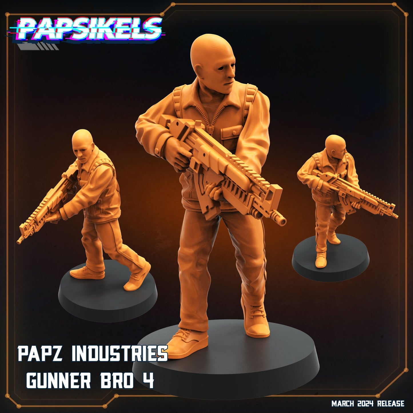 3D Printed Papsikels Papz Industries Gunner Bros Set 1 MARCH 2025 SCIFI 28mm 32mm - 3D Printing Boss 