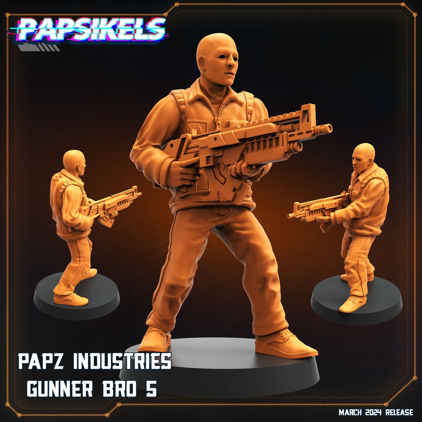 3D Printed Papsikels Papz Industries Gunner Bros Set 1 MARCH 2025 SCIFI 28mm 32mm - 3D Printing Boss 