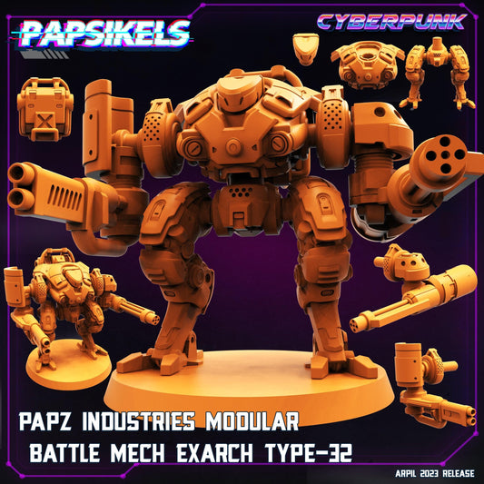 3D Printed Papsikels - Papz Industries Modular Battle Mech Exarch Type 32 - 28mm 32mm - 3D Printing Boss 