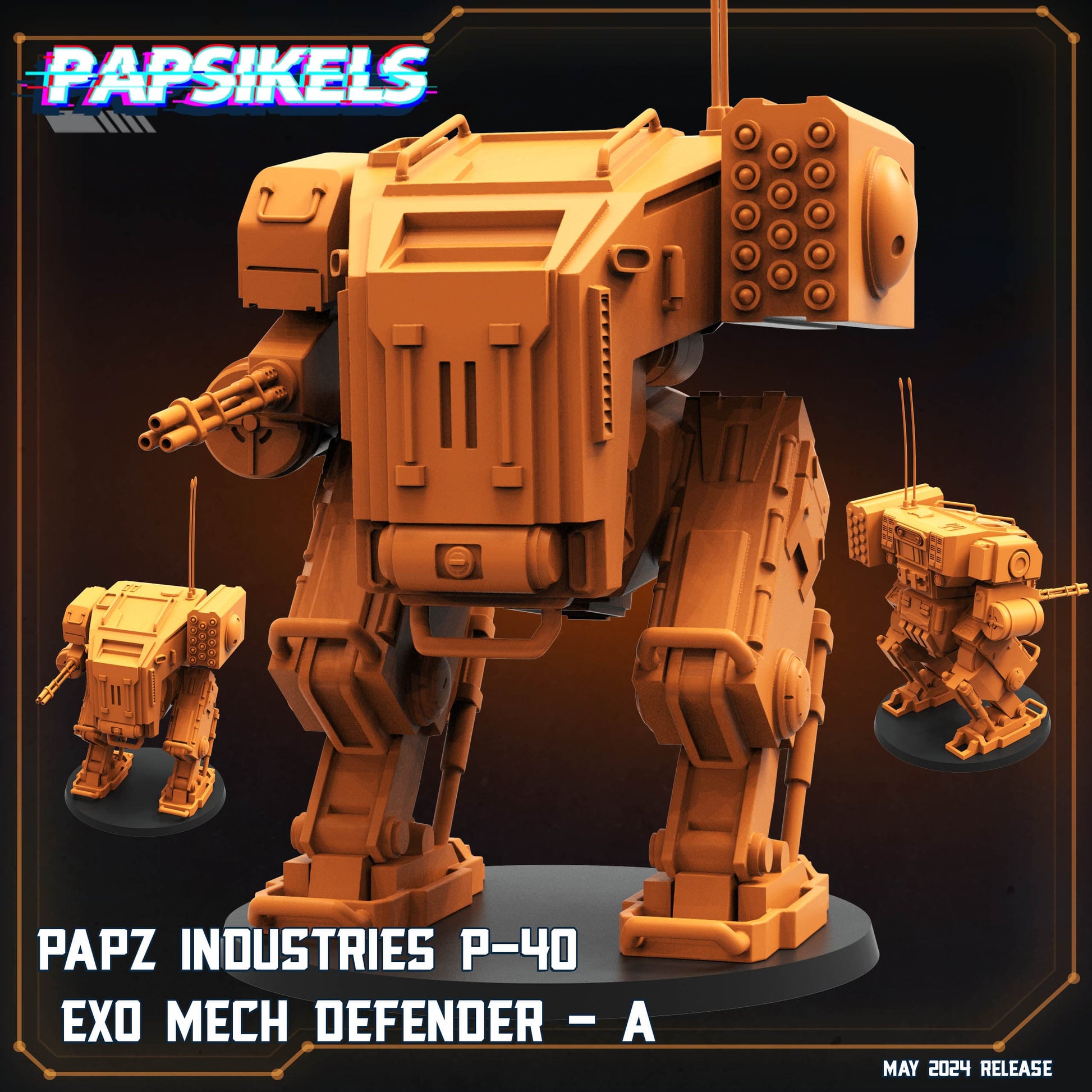 3D Printed Papsikels Papz Industries P 40 Exo Mech Defender A Democracy Troopers Bugs and Bots 28mm 32mm - 3D Printing Boss 