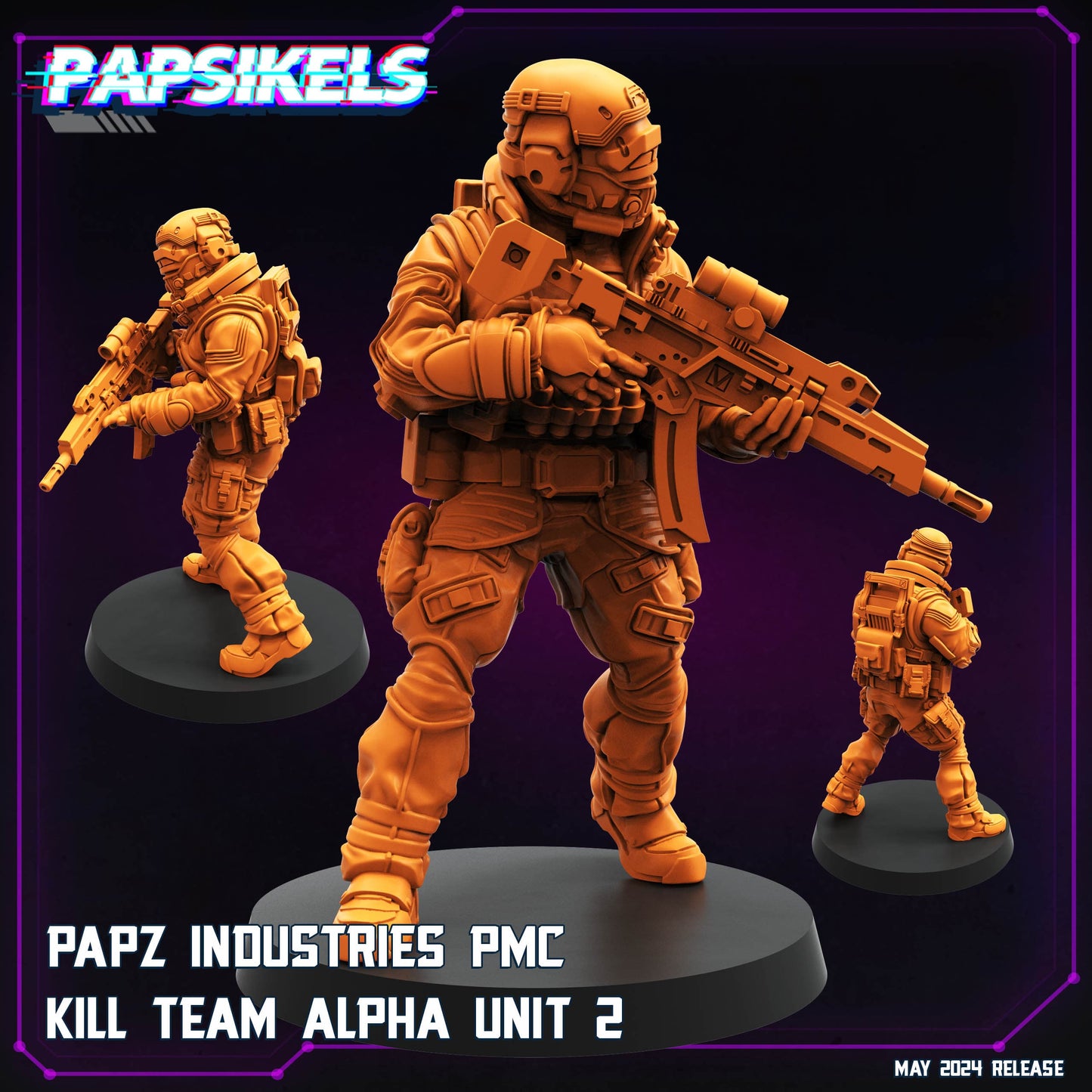 3D Printed Papsikels Papz Industries Pmc Kill Team Set May 2024 Cyberpunk 28mm 32mm - 3D Printing Boss 