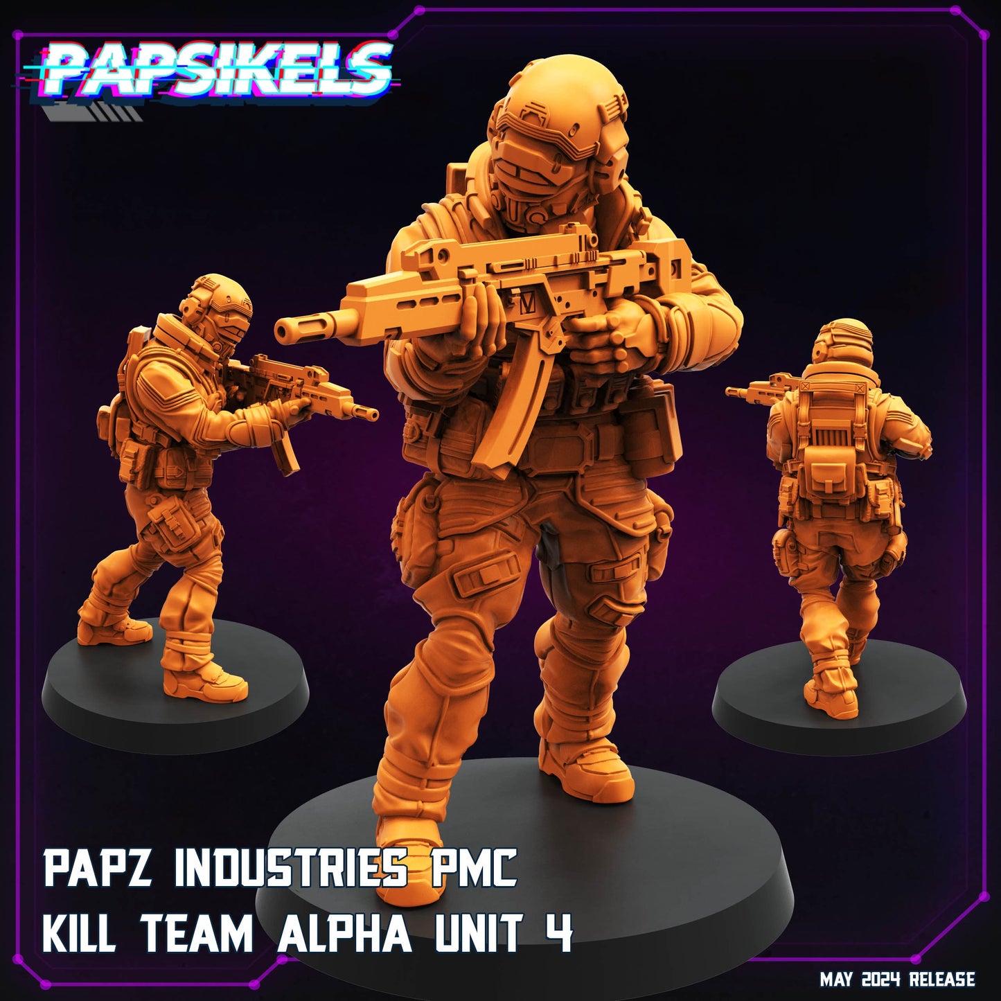 3D Printed Papsikels Papz Industries Pmc Kill Team Set May 2024 Cyberpunk 28mm 32mm - 3D Printing Boss 