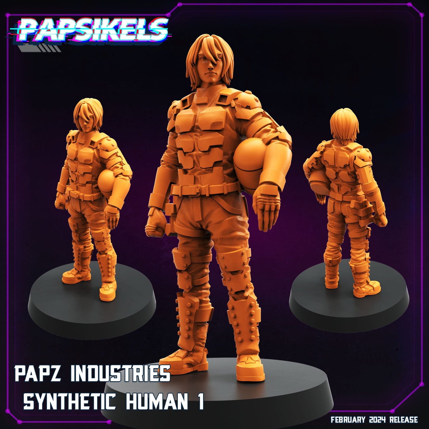 3D Printed Papsikels Papz Industries Synthetic Human February 2025 Cyberpunk 28mm 32mm - 3D Printing Boss 
