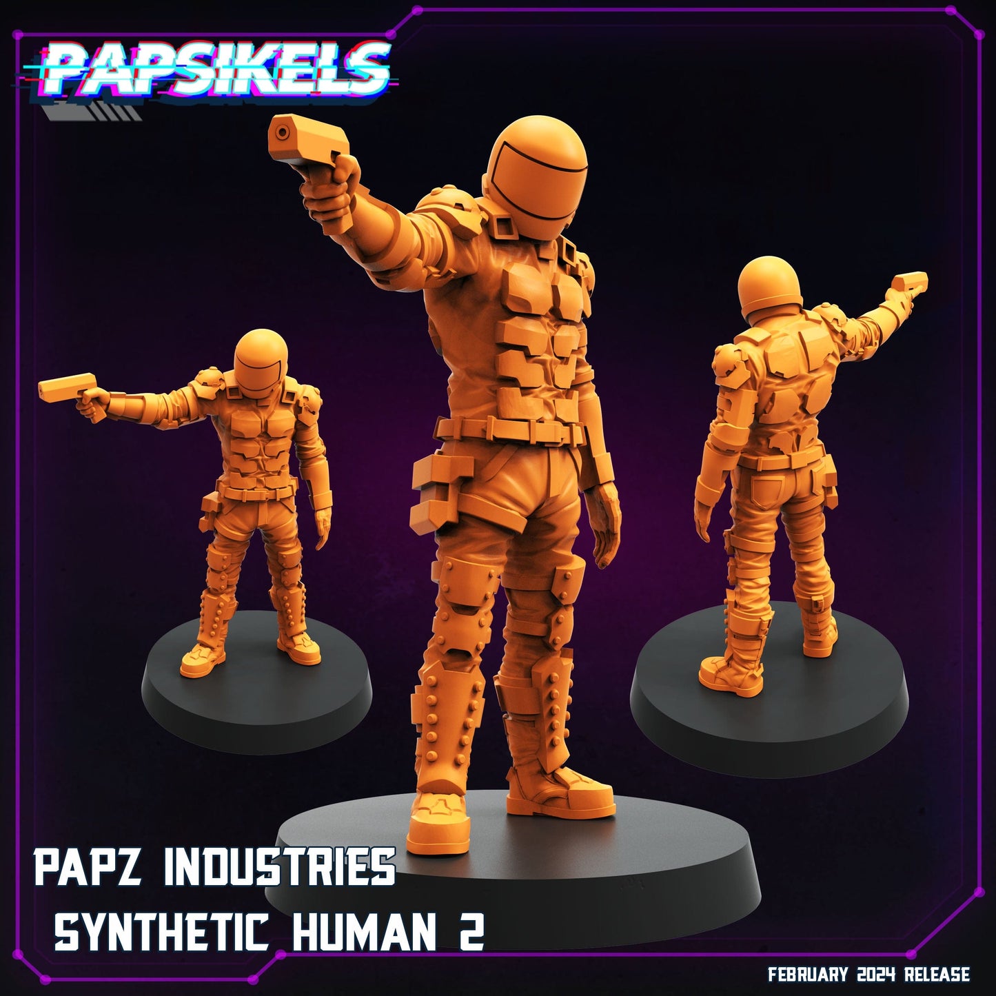3D Printed Papsikels Papz Industries Synthetic Human February 2025 Cyberpunk 28mm 32mm - 3D Printing Boss 