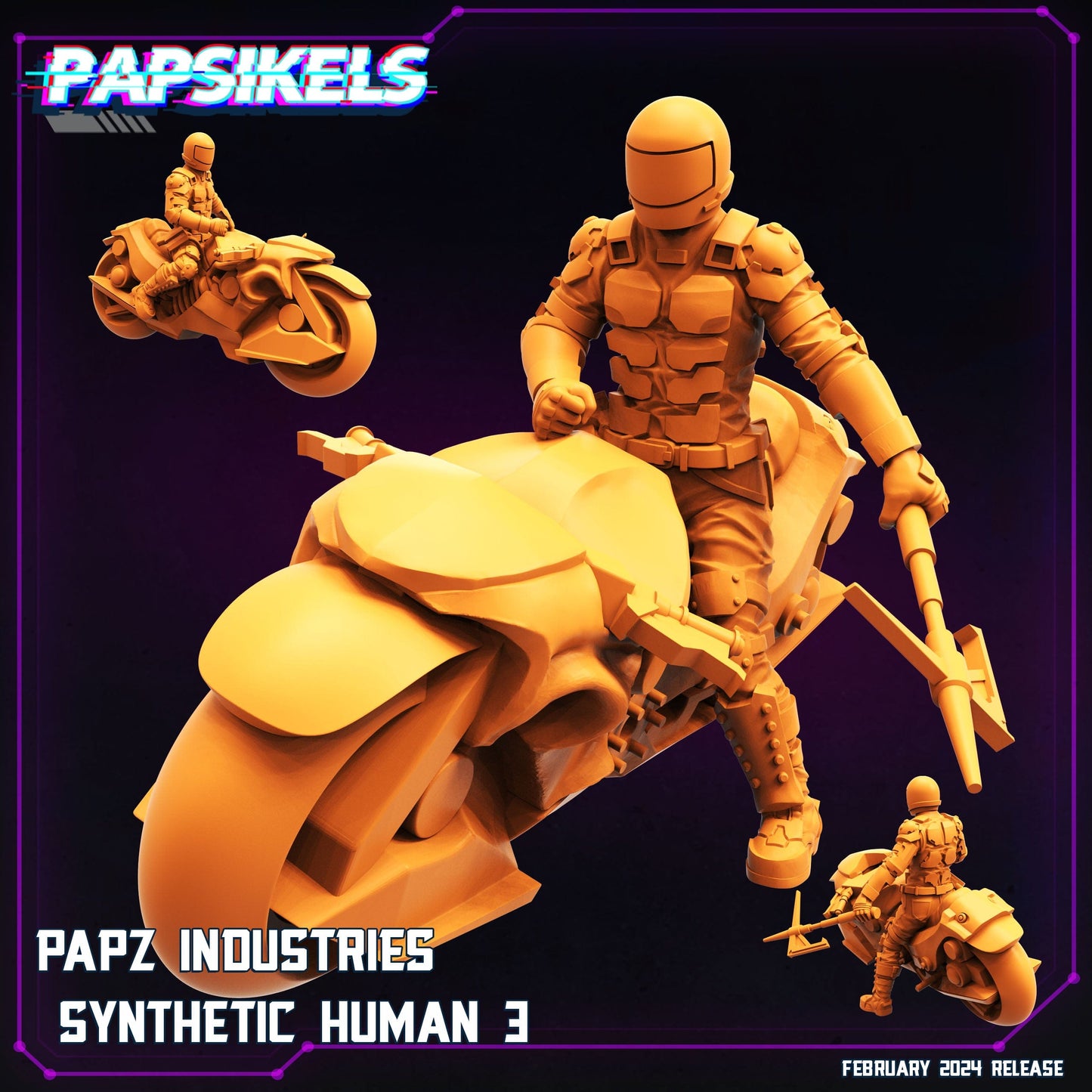3D Printed Papsikels Papz Industries Synthetic Human February 2025 Cyberpunk 28mm 32mm - 3D Printing Boss 