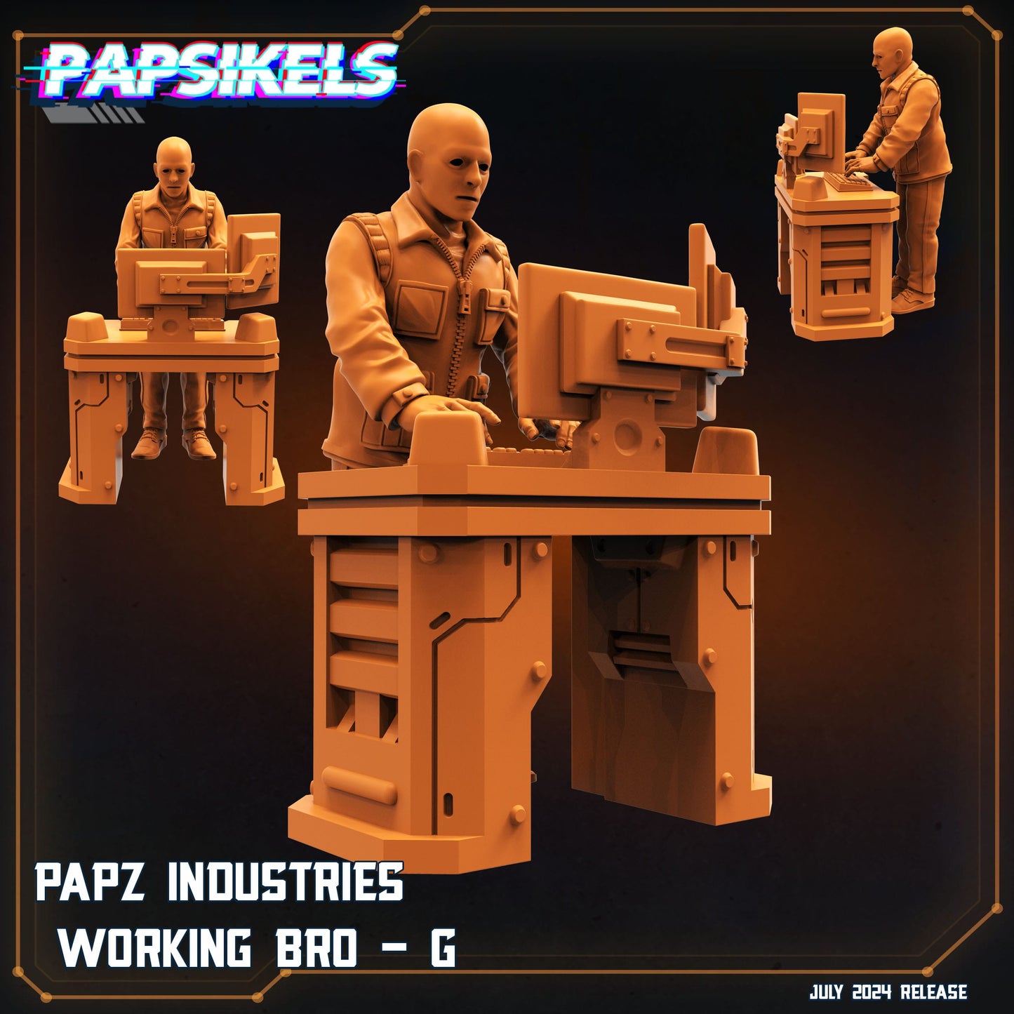 3D Printed Papsikels Papz Industries Working Bro Set July 2024 Scifi 28mm 32mm - 3D Printing Boss 