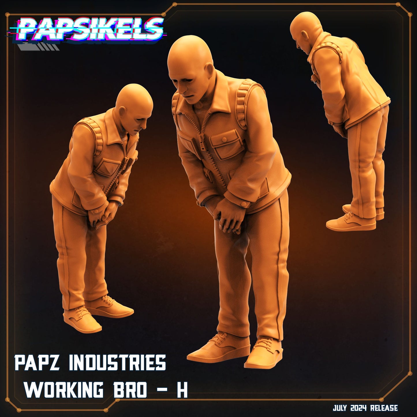 3D Printed Papsikels Papz Industries Working Bro Set July 2024 Scifi 28mm 32mm - 3D Printing Boss 