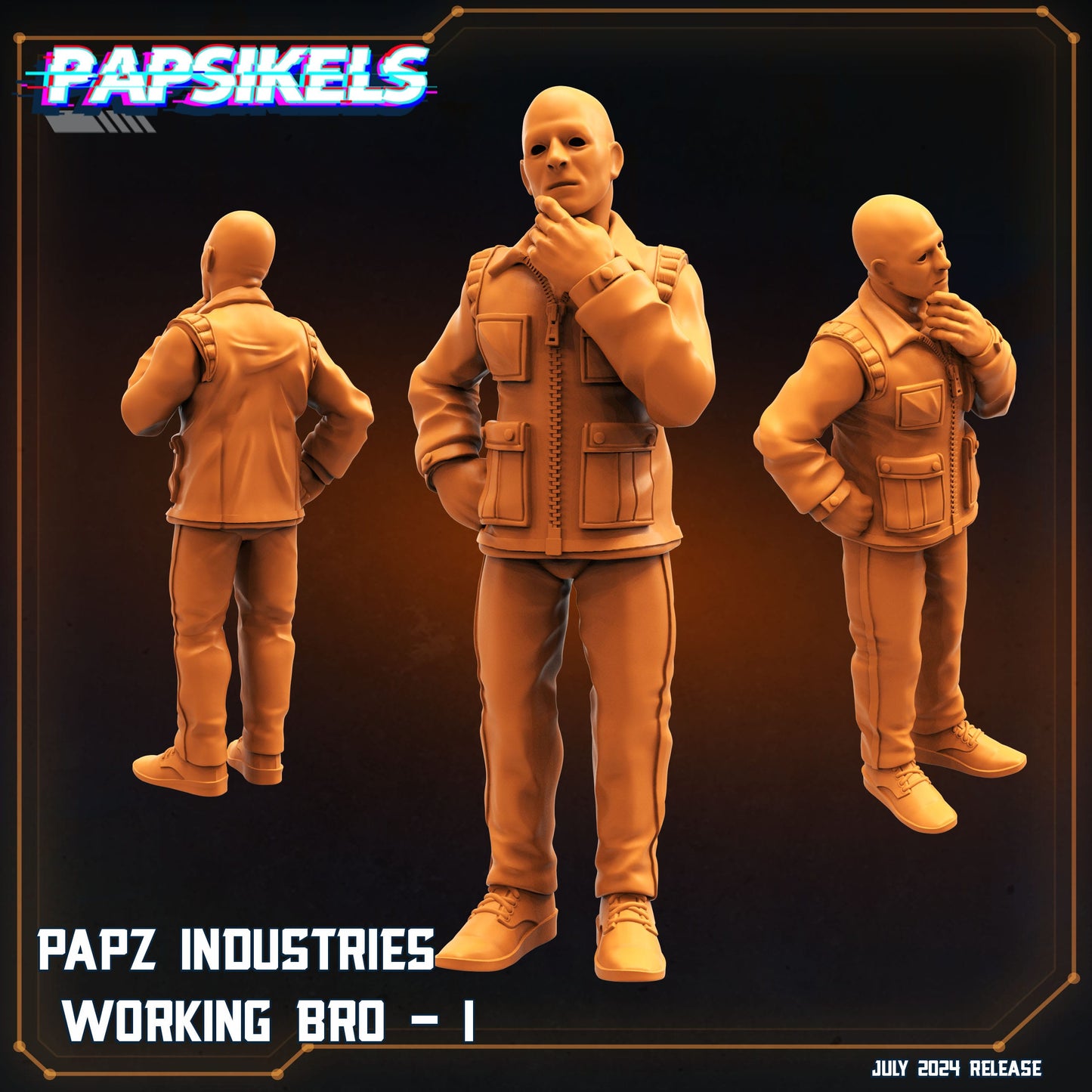3D Printed Papsikels Papz Industries Working Bro Set July 2024 Scifi 28mm 32mm - 3D Printing Boss 