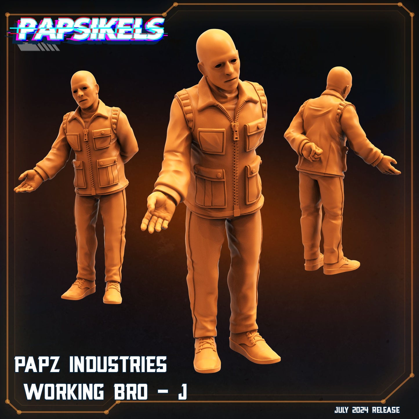 3D Printed Papsikels Papz Industries Working Bro Set July 2024 Scifi 28mm 32mm - 3D Printing Boss 
